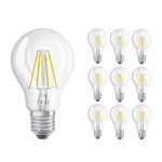 Mehrfachpackung 10x Ledvance CLASSIC LED E27 Birne Fadenlampe Klar 4W 470lm - 827 Extra Warmweiß | Ersatz für 40W
