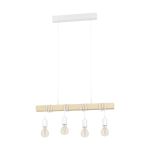 Eglo Pendelleuchte Townshend Stahl Weiß Holz | IP20 - Geeignet für 4x E27 